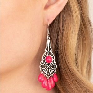 Silver and Pink Fishhook Earrings